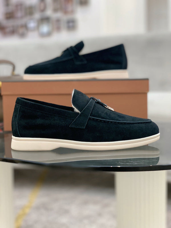 LP 26s Open Walk Loafers 2cm Black Suede Shearling GHW 110791