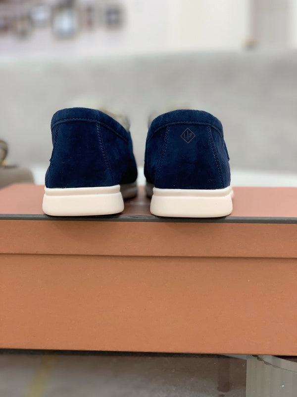 LP 26s Open Walk Loafers 2cm Midnight Blue Suede Shearling SHW 110787