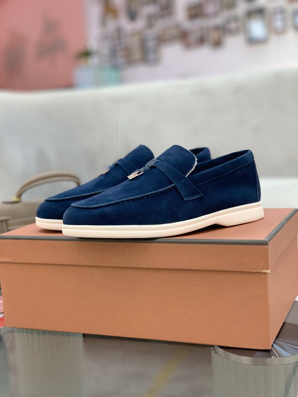 LP 26s Open Walk Loafers 2cm Midnight Blue Suede Shearling SHW 110787