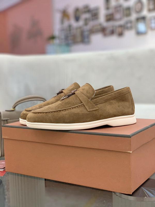 LP 26s Open Walk Loafers 2cm Camel Suede Shearling SHW 110789