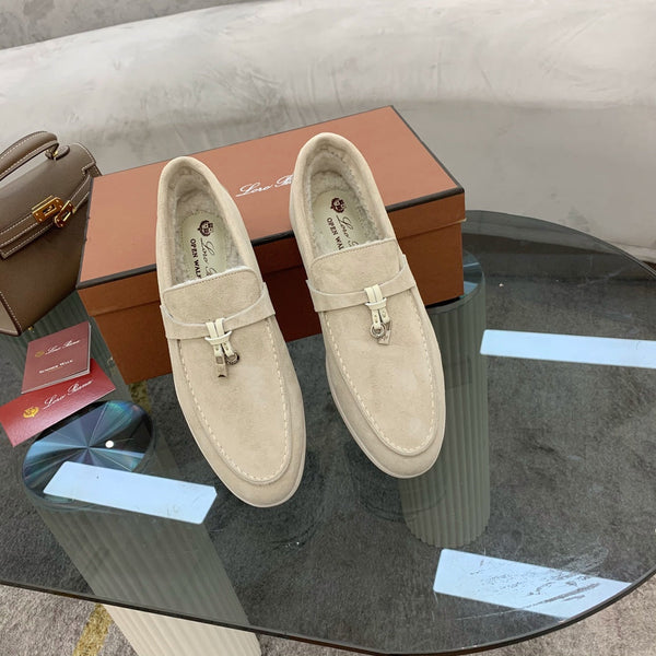 LP 26s Open Walk Loafers 2cm Stucco Suede Shearling SHW 110792