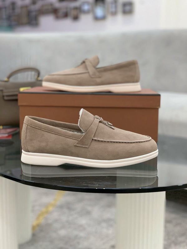 LP 26s Open Walk Loafers 2cm Almond Suede Shearling SHW 110786