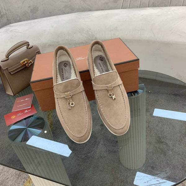 LP 26s Open Walk Loafers 2cm Almond Suede Shearling SHW 110786