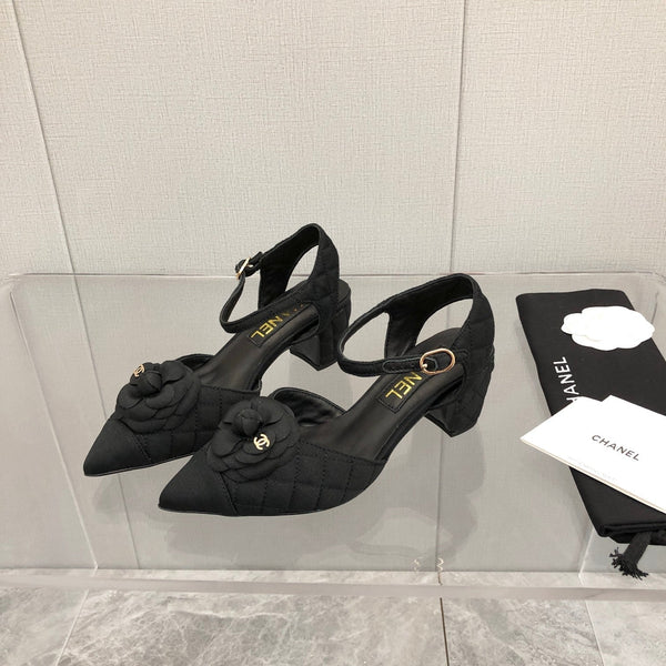 CC 25C 5CM Slingback Flats Black Fabric 213241