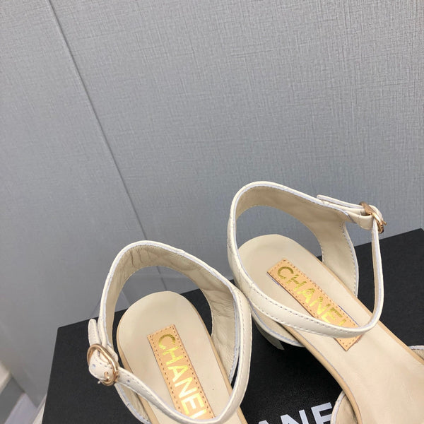 CC 25C 5CM Slingback Flats White Leather 213244