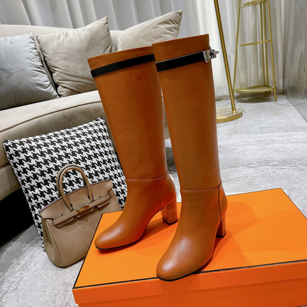 HM 26S Kelly Buckle Jumping Boots 6.5cm Tan Leather 112941