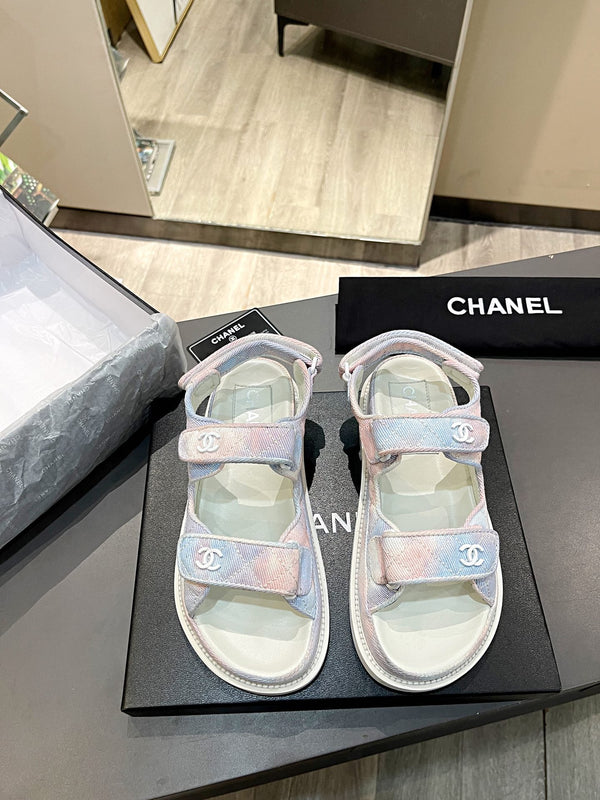 CC Dad Sandal Multicolor Denim Cream Calfskin