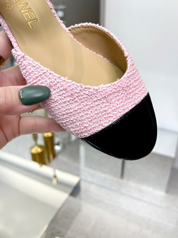 CC 26S Mary Jane Flats Shoes Tweed Patent Leather 147300
