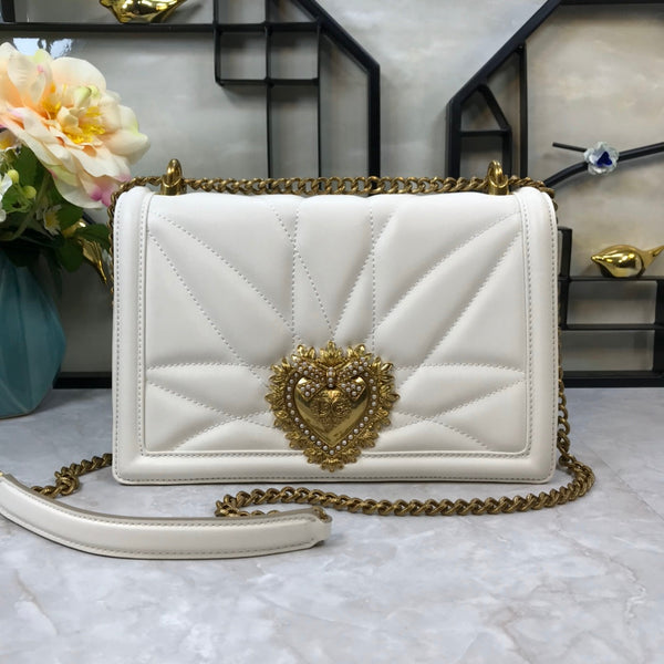 large devotion 26 shouder bag white cafskin