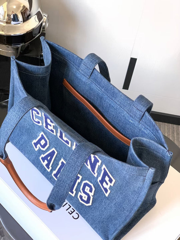 LARGE CABAS THAIS 41 IN BLUE DENIM