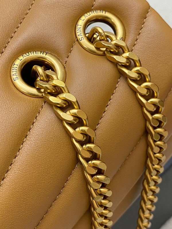 LOULOU MEDIUM 32 BROWN QUILTED LEATHER GOLD HARDWARE