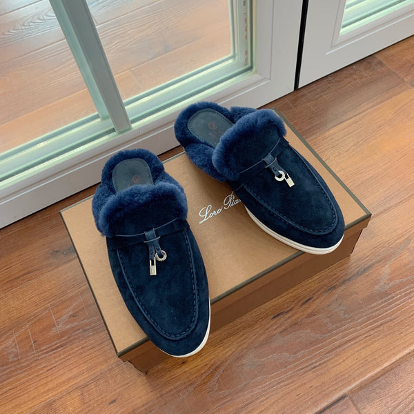 LP 26s Charms Walk Babouche Loafers 2cm Midnight Blue Suede 110926