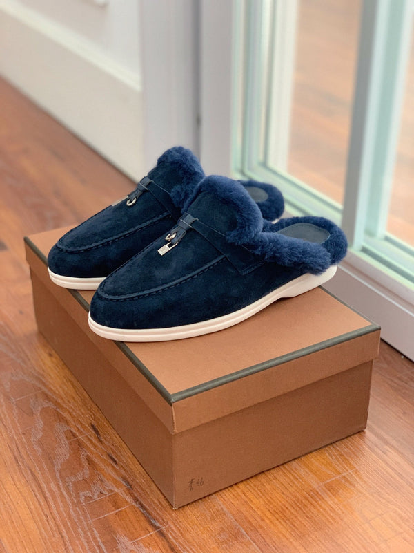 LP 26s Charms Walk Babouche Loafers 2cm Midnight Blue Suede 110926