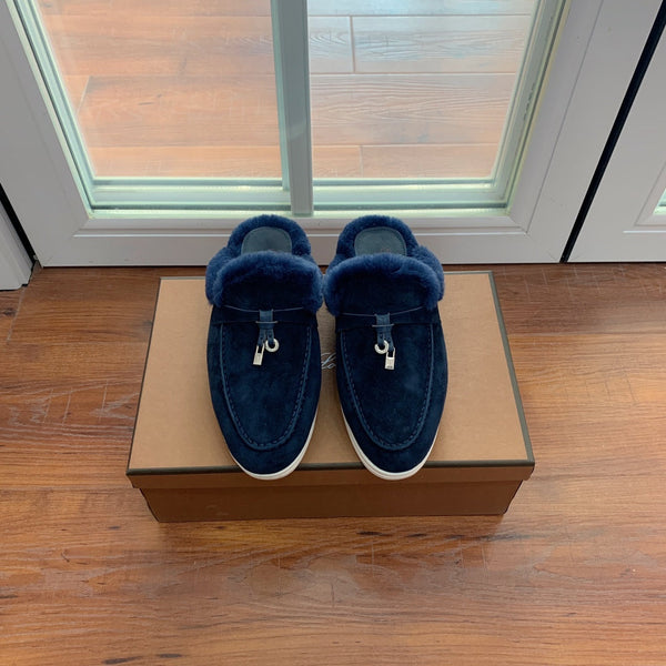 LP 26s Charms Walk Babouche Loafers 2cm Midnight Blue Suede 110926