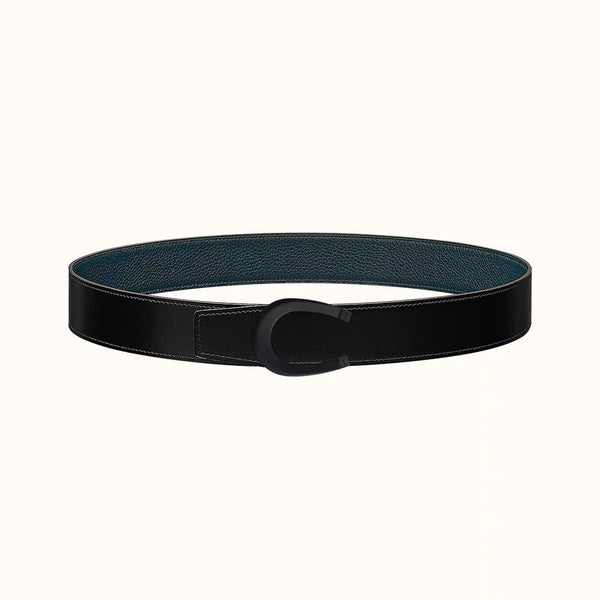 LUCK BELT BUCKLE & REVERSIBLE NAVY BLUE LEATHER STRAP 38MM BLACK HARDWARE