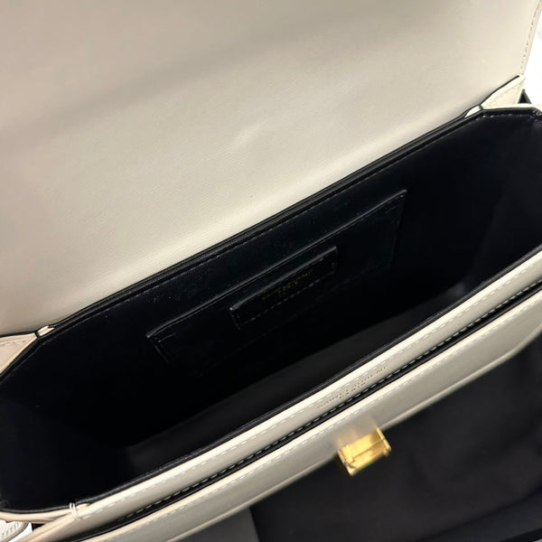 YSL Solferino Small Satchel Bag White Gold Calfskin 339446