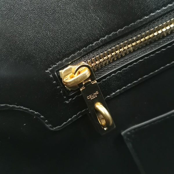 CONTI BAG 36 IN BRONZE BLACK CALFSKIN GOLD HARDWARE