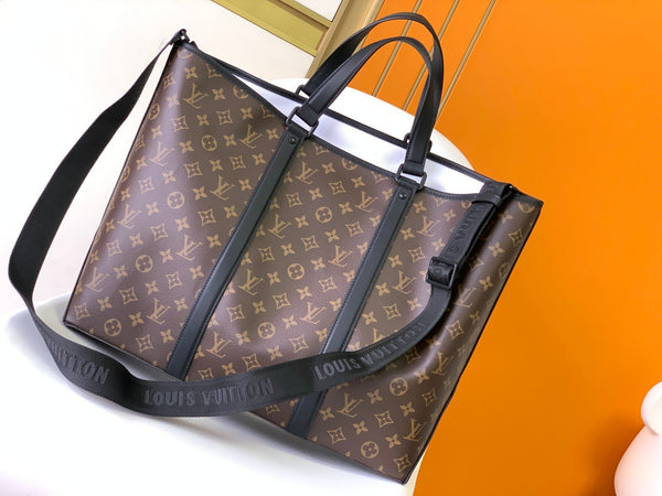 LV Week-End Tote Large Handbag Brown Monogram Canvas