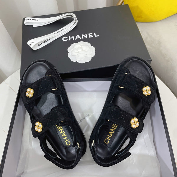 CC Dad Sandal Black Suede Leather 742944