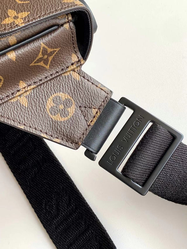 LV S Lock Sling Bag 21cm Brown Black Monogram Macassar Canvas