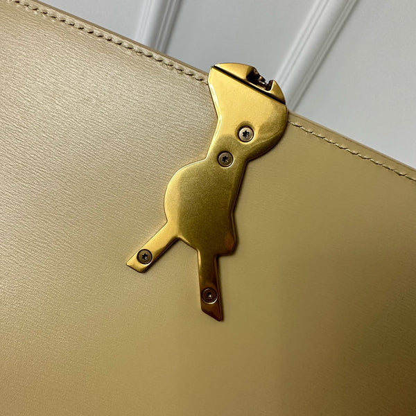 YSL Solferino Small Satchel Bag Beige Gold Calfskin 339420