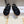 CHLOÉ CROSS STRAP SANDAL IN BLACK RUBBER WITH GOLD HARDWARE
