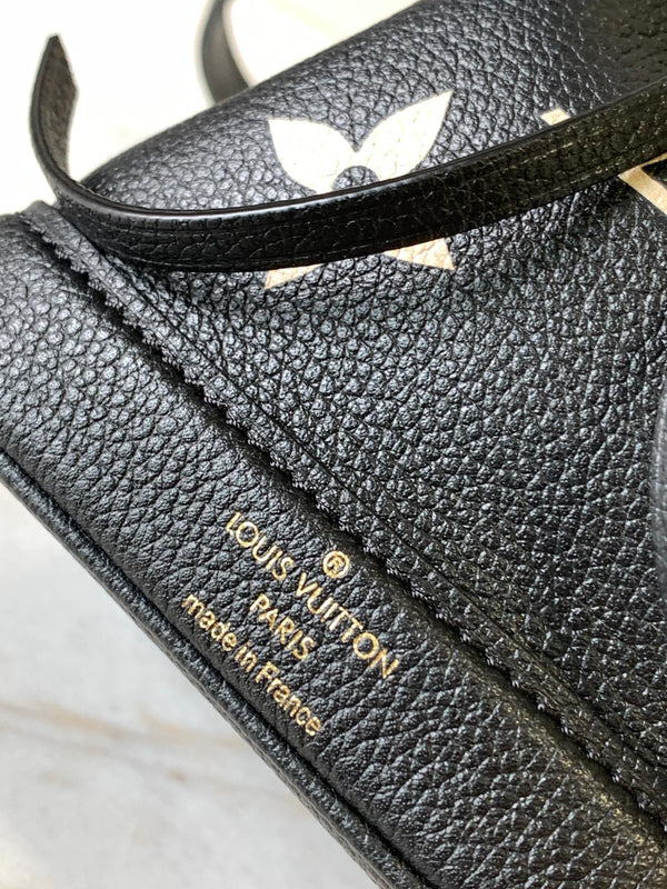 nano noe 13 grey bicolor black monogram gold hardware