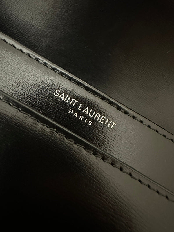 YSL Solferino Small Satchel Bag Black Gold Calfskin 339504