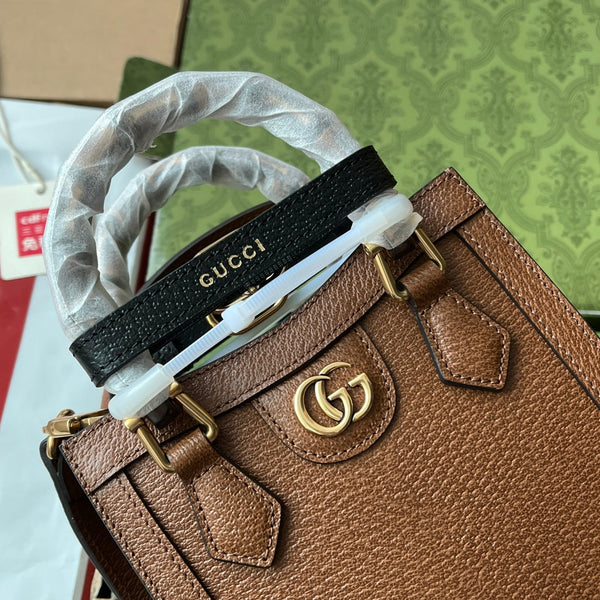 Gucci Diana Bamboo Mini Tote Bag Brown Lambskin 240107