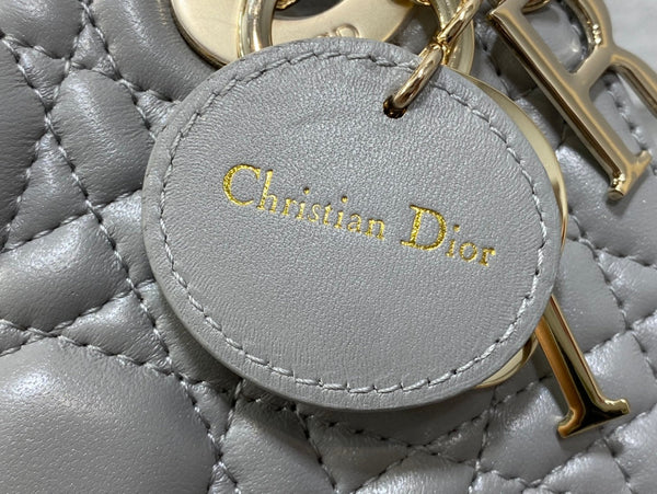 mini lady 17cm grey lambskin