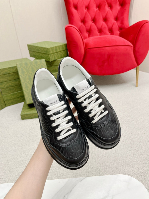 GG EMBOSSED TRAINER BLACK CALFSKIN