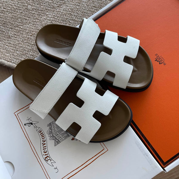 HM Men's Chypre Slide White Epsom Calfskin 538612