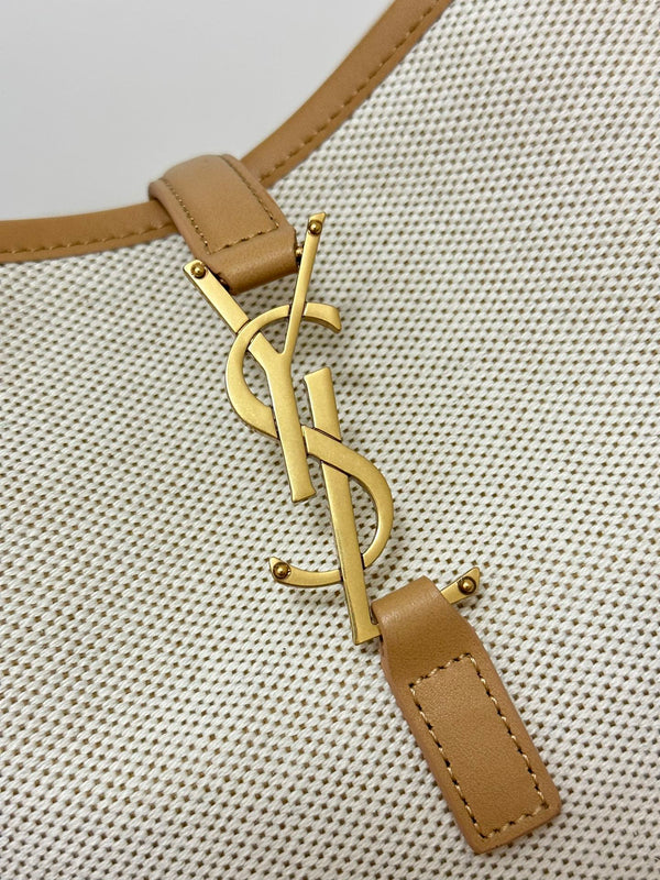 le 5a7 small 23 cream canvas brown calfskin