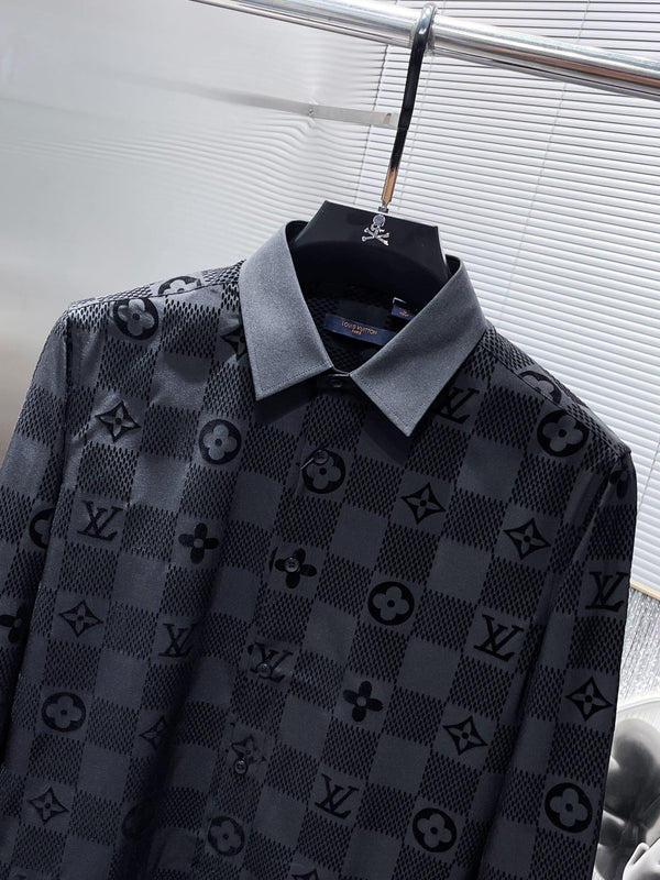 LV LONG-SLEEVED SHIRT IN BLACK DAMIER COTTON 238803