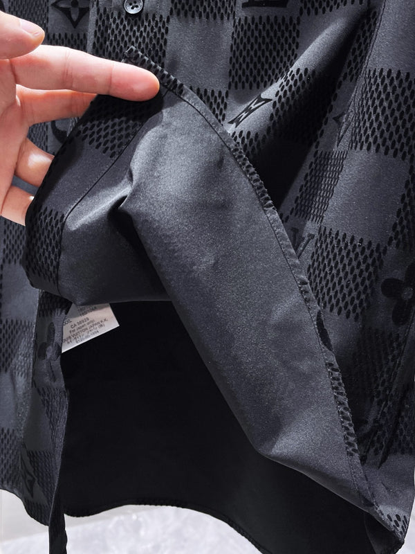 LV LONG-SLEEVED SHIRT IN BLACK DAMIER COTTON 238803