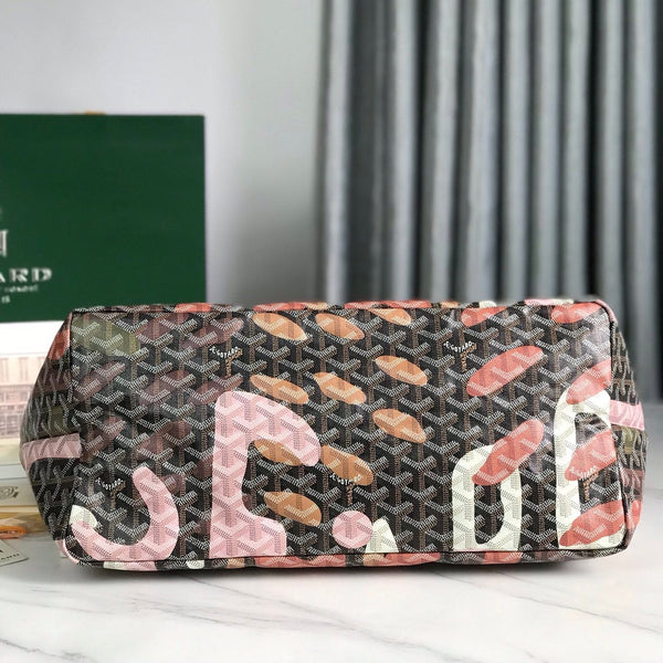 SAINT LOUIS GM BAG 40 IN PINK LETTRES CAMOUFLAGE GOYARDINE CANVAS