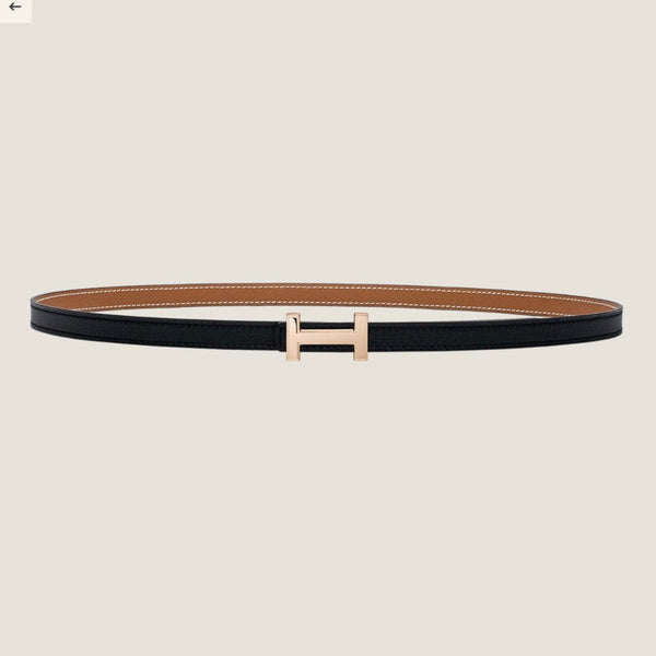 HM FOCUS BUCKLE & REVERSIBLE BLACK AND TAWNY BROWN LEATHER STRAP 13MM COPPER HARDWARE