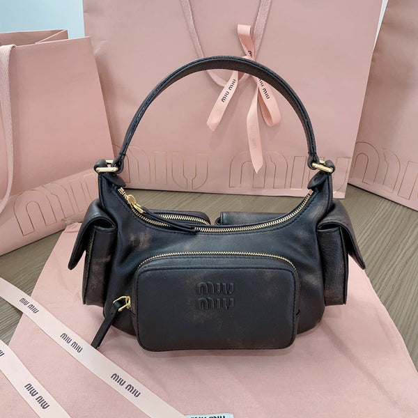 MIU POCKET 21CM SHOULDER BAG COFFE CALFSKIN
