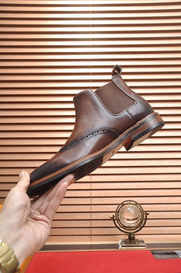 LV CHELSEA ANKLE BOOT IN CHOCOLATE BROWN CALFSKIN