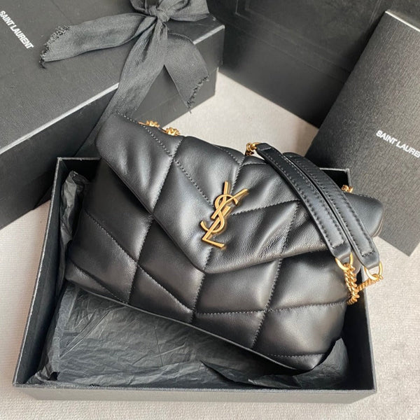 LOULOU MINI 23 BLACK QUILTED GOLD HARDWARE