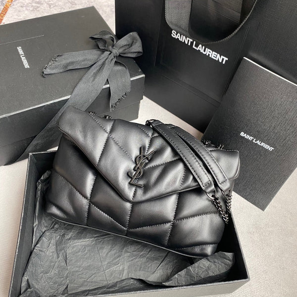 LOULOU MINI 23 ALL BLACK QUILTED LEATHER