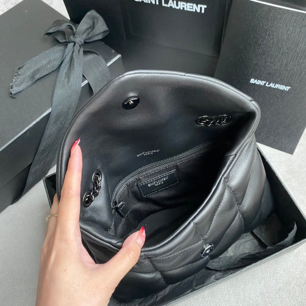 LOULOU MINI 23 ALL BLACK QUILTED LEATHER