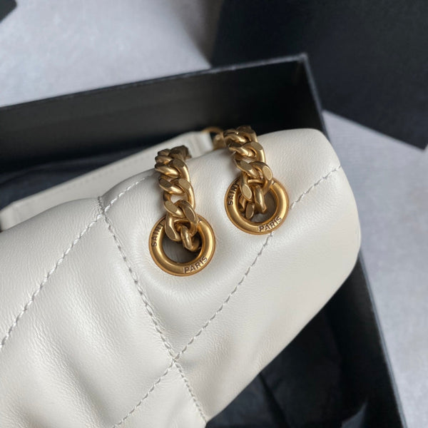 LOULOU MINI 23 WHITE QUILTED GOLD HARDWARE