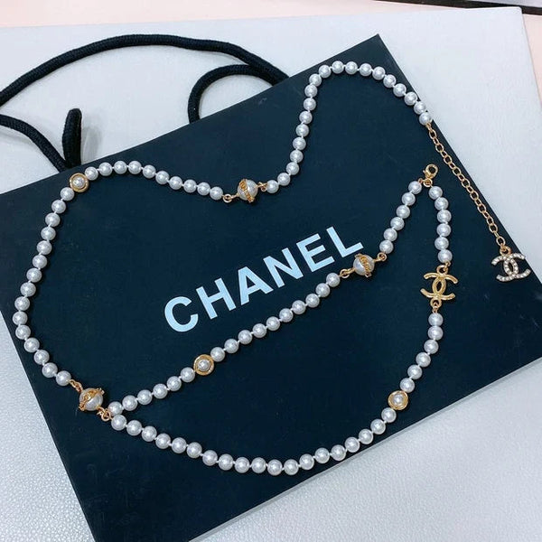 CC 2026 Pearl Double-Layer CC Chain Necklace Belt