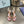 PRA TRIANGLE HEEL FLOWER MOTIF SATIN SANDALS CINNAMON