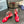 PRA TRIANGLE HEEL FLOWER MOTIF SATIN SANDALS RED