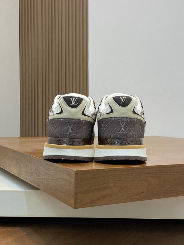 LV RUN WAY TRAINERS SHOES TAN BROWN