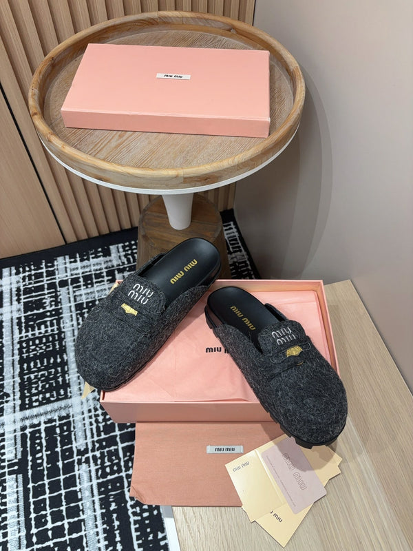 Miu Mules Black Original Wool