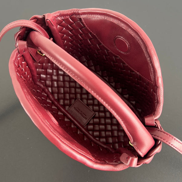 BV Small Cobble Top Handle 23cm Dark Red Lambskin