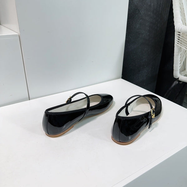 MARRY JANE FLAT IN BLACK PATENT CALFSKIN
